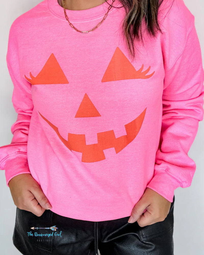 Jack O ' Lantern  Hot Pink /Orange Sweat Shirt