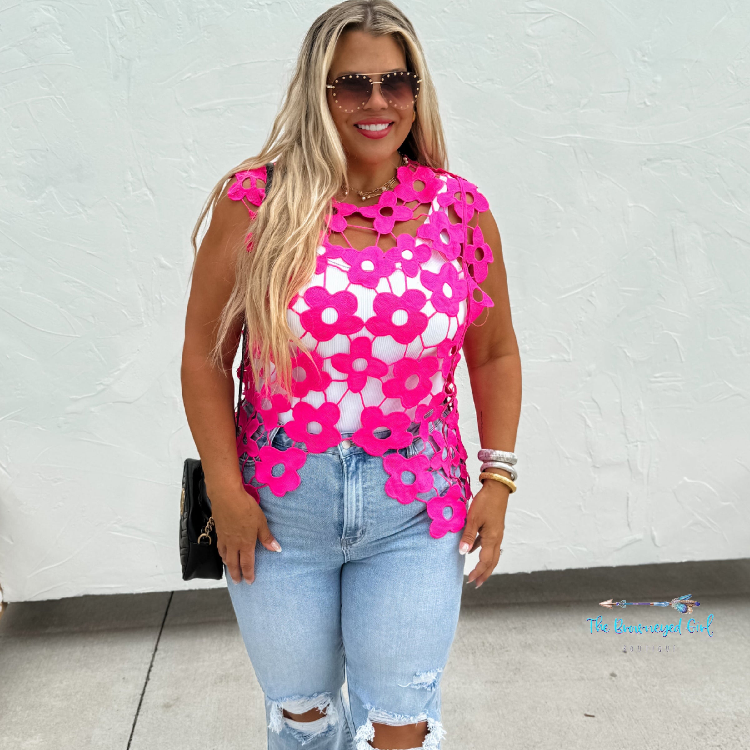 Scarlet Crochet Flower Top