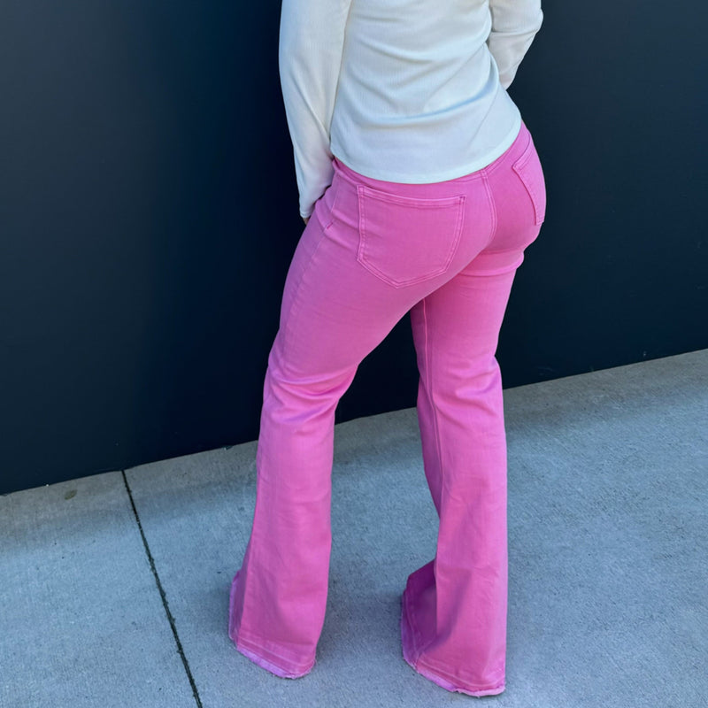 Jadye Pink Tummy Control Jeans | TheBrownEyedGirl Boutique