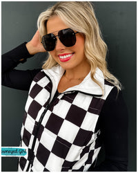 Checker & Western Puffer Vest- Blakeley