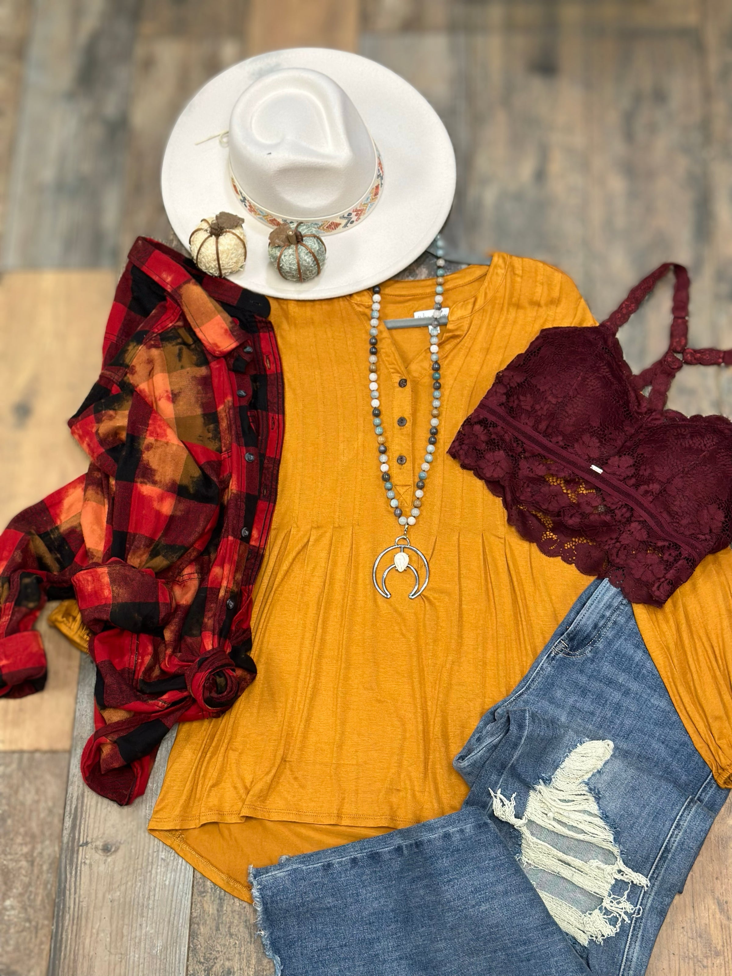 Pumpkin Spice Rebecca Long Sleeve Tunic | TheBrownEyedGirl Boutique