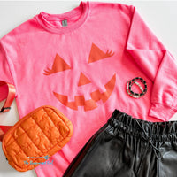 Jack O ' Lantern  Hot Pink /Orange Sweat Shirt