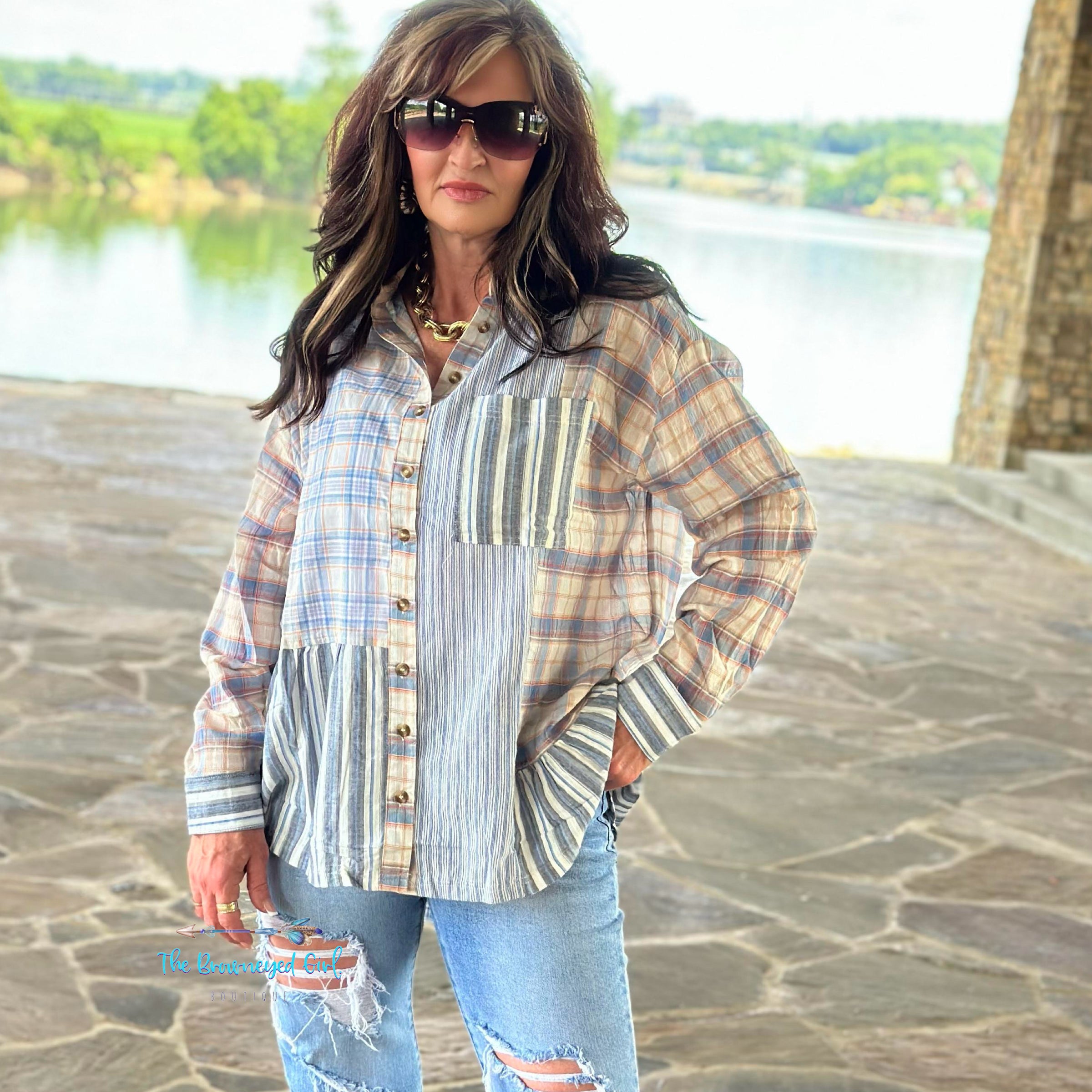 Cassie Multi Plaid Long Sleeve Button Down