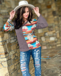 Aztec Cored Sweater Details Is Where It's At | TheBrownEyedGirl Boutique