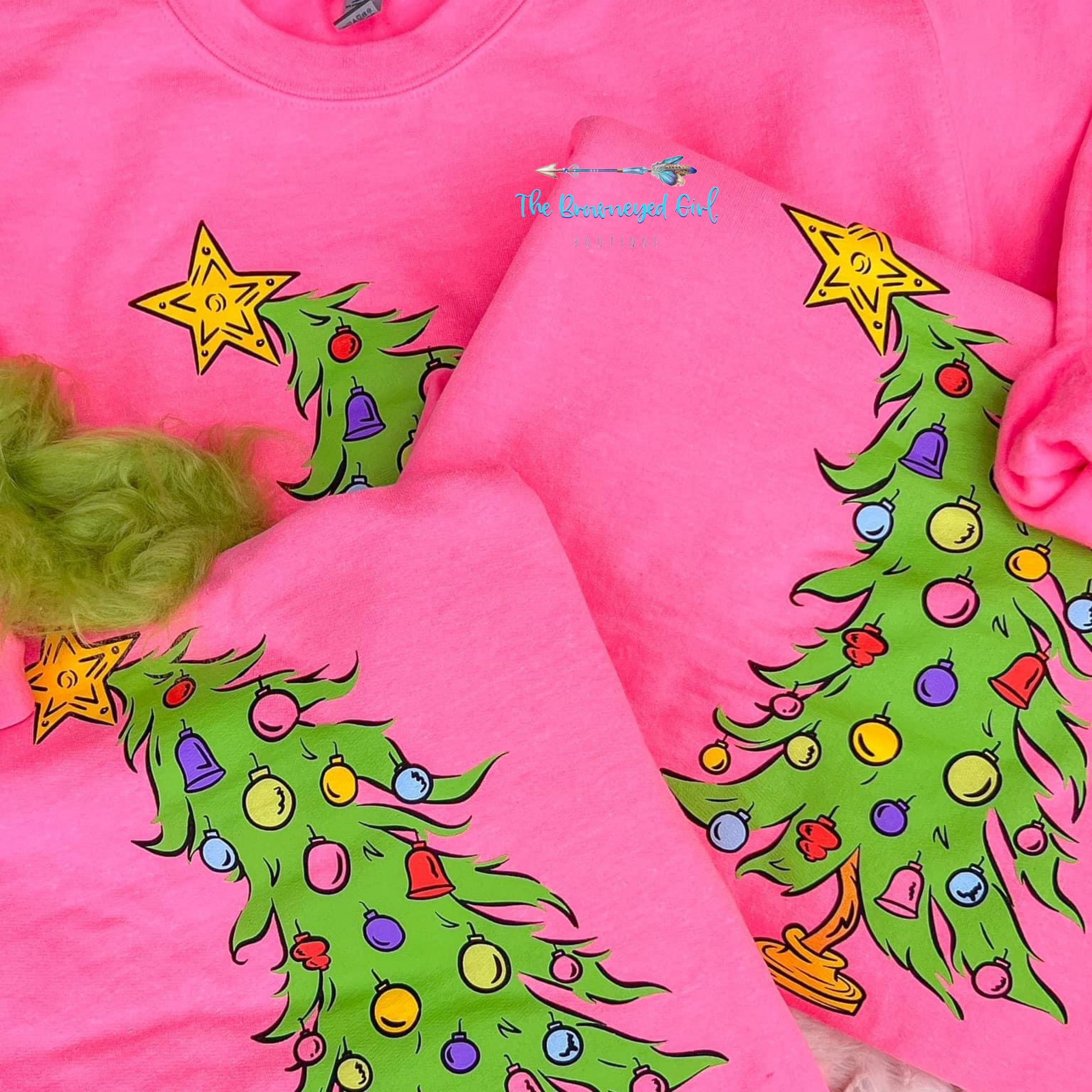 Cindy Lou Who Christmas Tree  Casual Sweatshirt/Tee Hot Pink | TheBrownEyedGirl Boutique