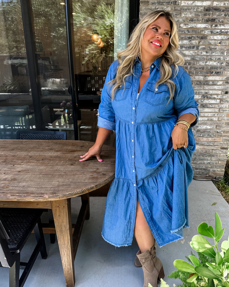 Jessie Denim Dress | TheBrownEyedGirl Boutique