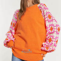 Hannah Crochet Sleeve Sweater | TheBrownEyedGirl Boutique