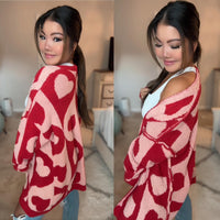 LOVE Heart Cloud Cardigan Red/Blush | TheBrownEyedGirl Boutique
