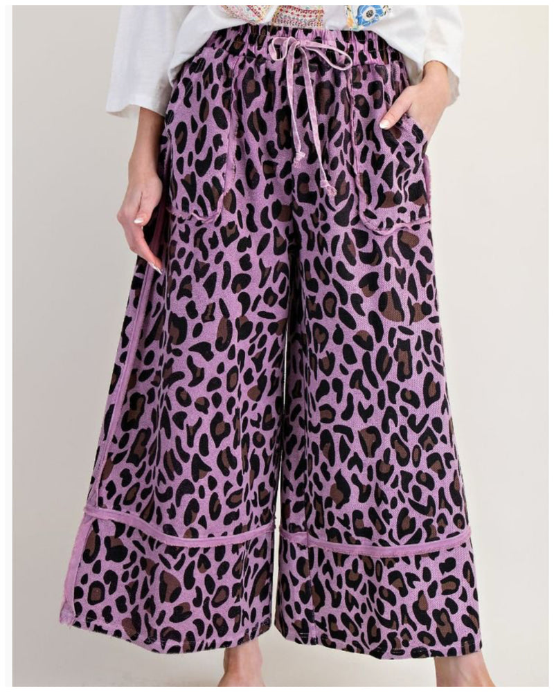 Easel French Terry Animal Print Mineral Washed Pants