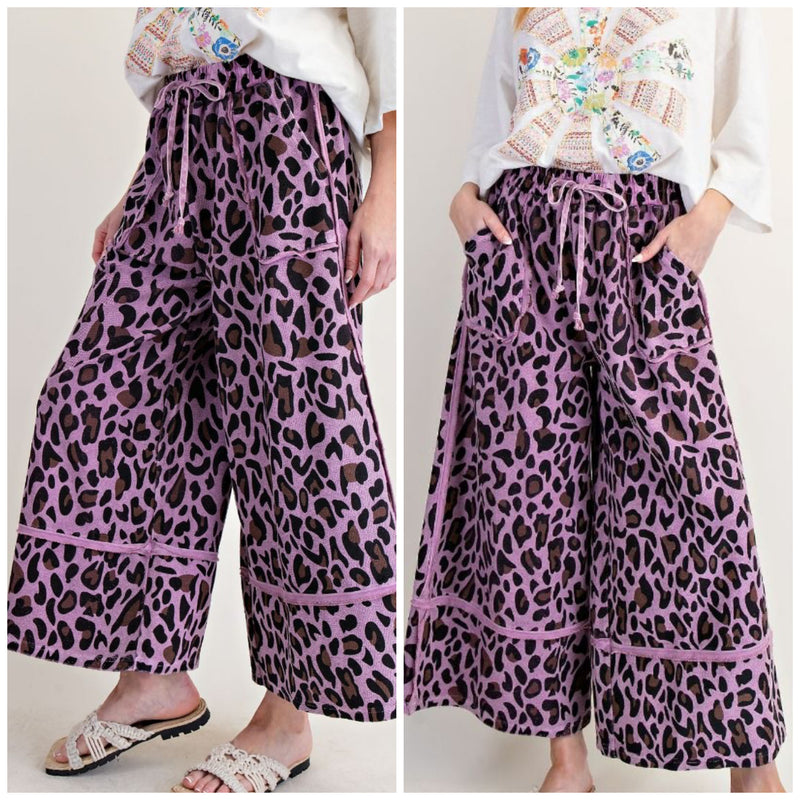 Easel French Terry Animal Print Mineral Washed Pants