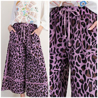 Easel French Terry Animal Print Mineral Washed Pants