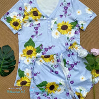 Purple Sunflower Pajama Short Set | TheBrownEyedGirl Boutique