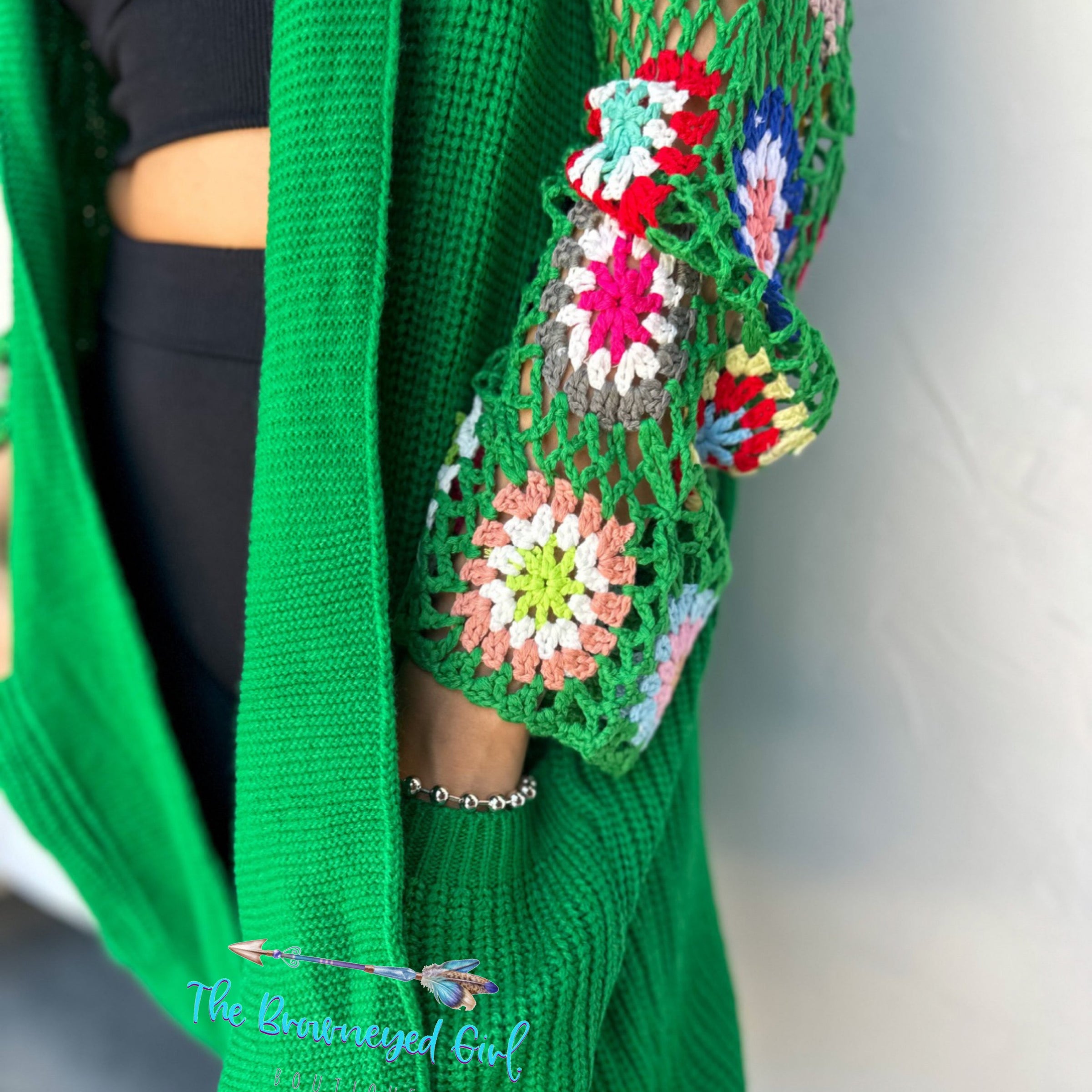 Boho Shabby Chic Crochet Sleeve Cardigan | TheBrownEyedGirl Boutique