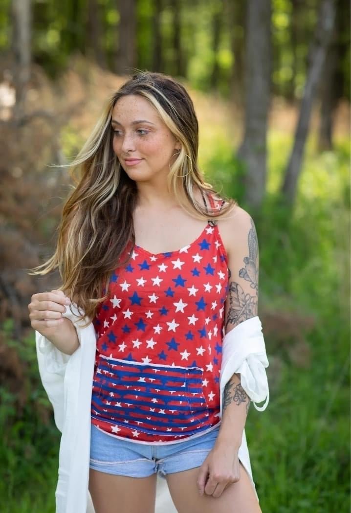 Copy of USA Star Criss Cross Tank | TheBrownEyedGirl Boutique