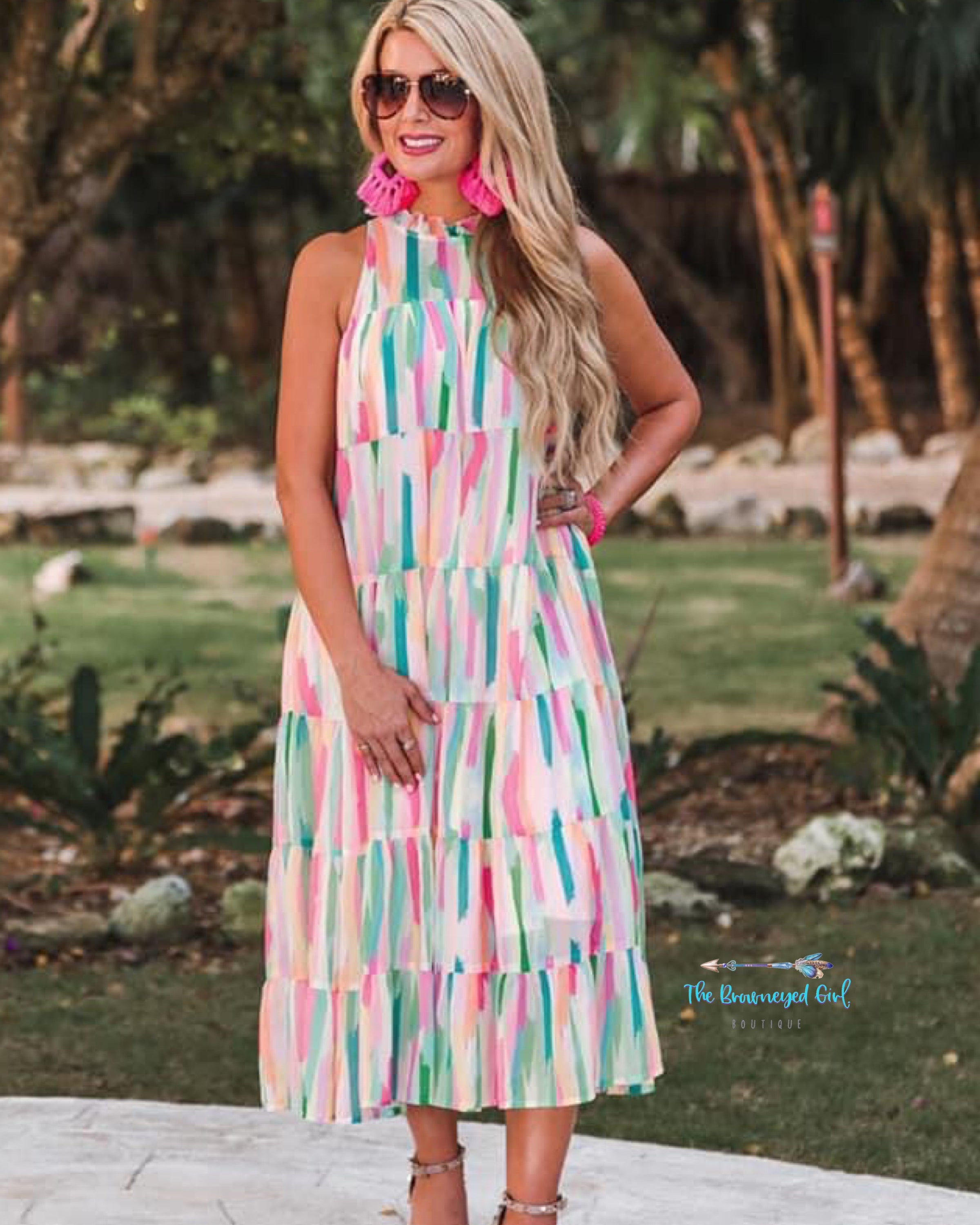 Water Color Weekend Midi Dress | TheBrownEyedGirl Boutique