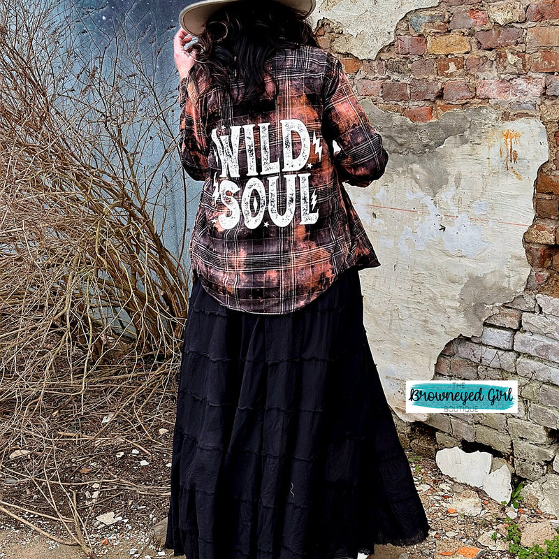 Hand Distressed Wild Soul Flannel | TheBrownEyedGirl Boutique