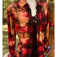 Copy of Hand  Distressed Button Down Flannels Whisky Wrangler | TheBrownEyedGirl Boutique