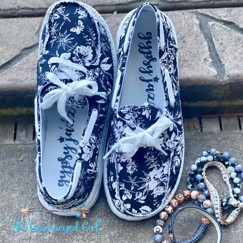 Very G Sail A Way Floral Sneakers Black | TheBrownEyedGirl Boutique