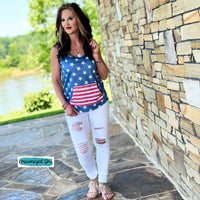 Copy of USA Star Criss Cross Tank | TheBrownEyedGirl Boutique