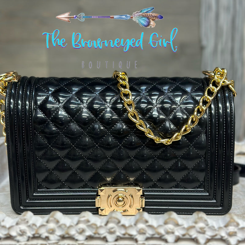 Black Jelly Bag Quilted  Large | TheBrownEyedGirl Boutique