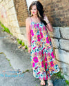 Cover Me Retro Pink Floral Baggy Romper | TheBrownEyedGirl Boutique