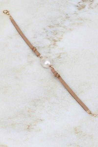 Boho  Suede strap  Choker with fresh water pearl - TheBrownEyedGirl Boutique