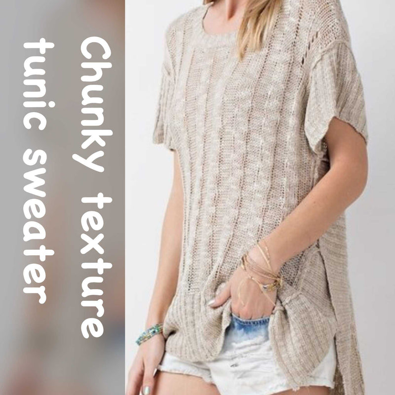 Kathy Soft Cozy Textured Tunic-Sweater - TheBrownEyedGirl Boutique