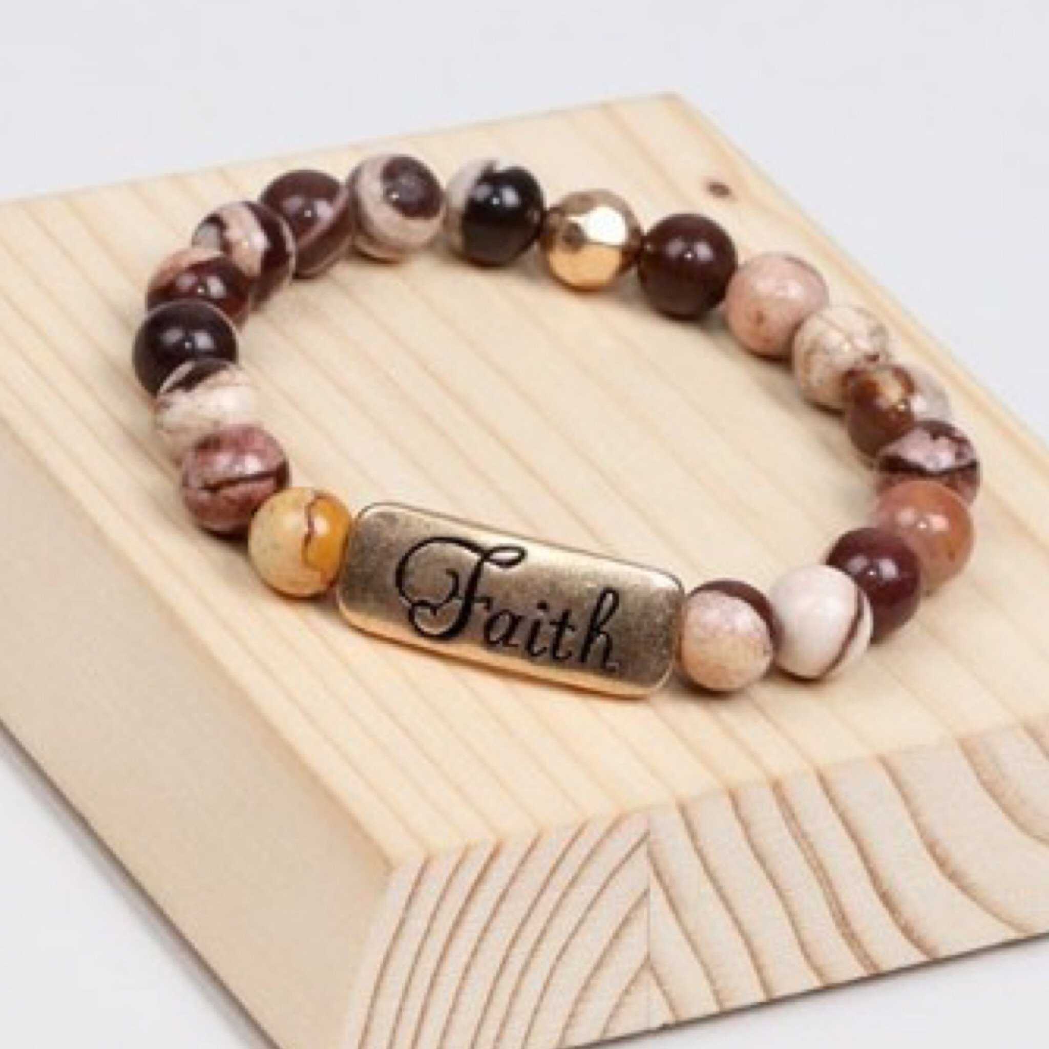 Natural Stone Religious Inspiration Stretch Bracelets - TheBrownEyedGirl Boutique