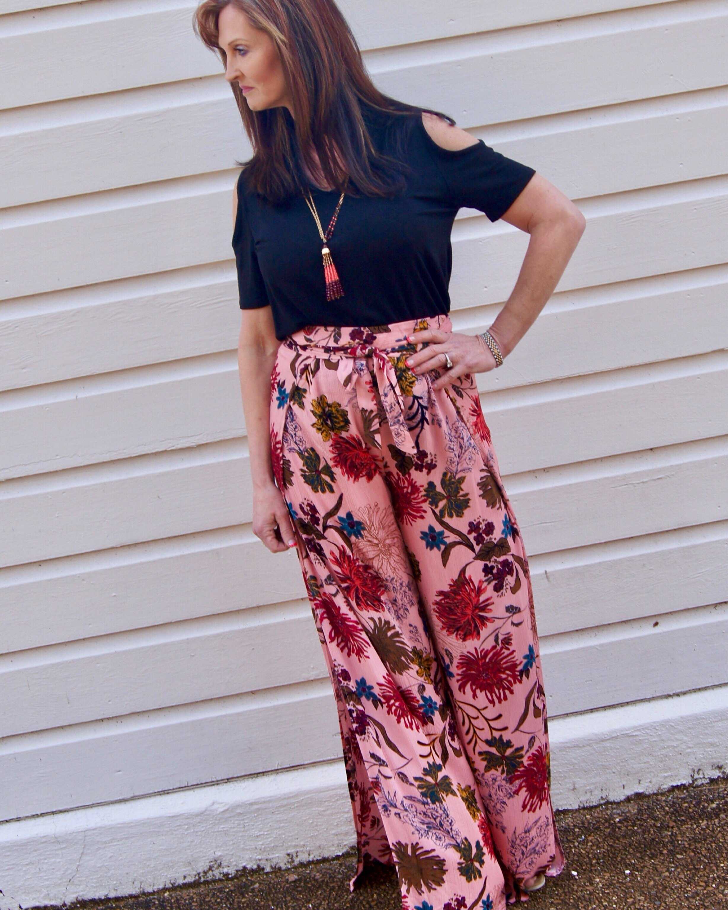 Floral Wide Leg Wrap Pedal Pants TheBrownEyedGirl Boutique