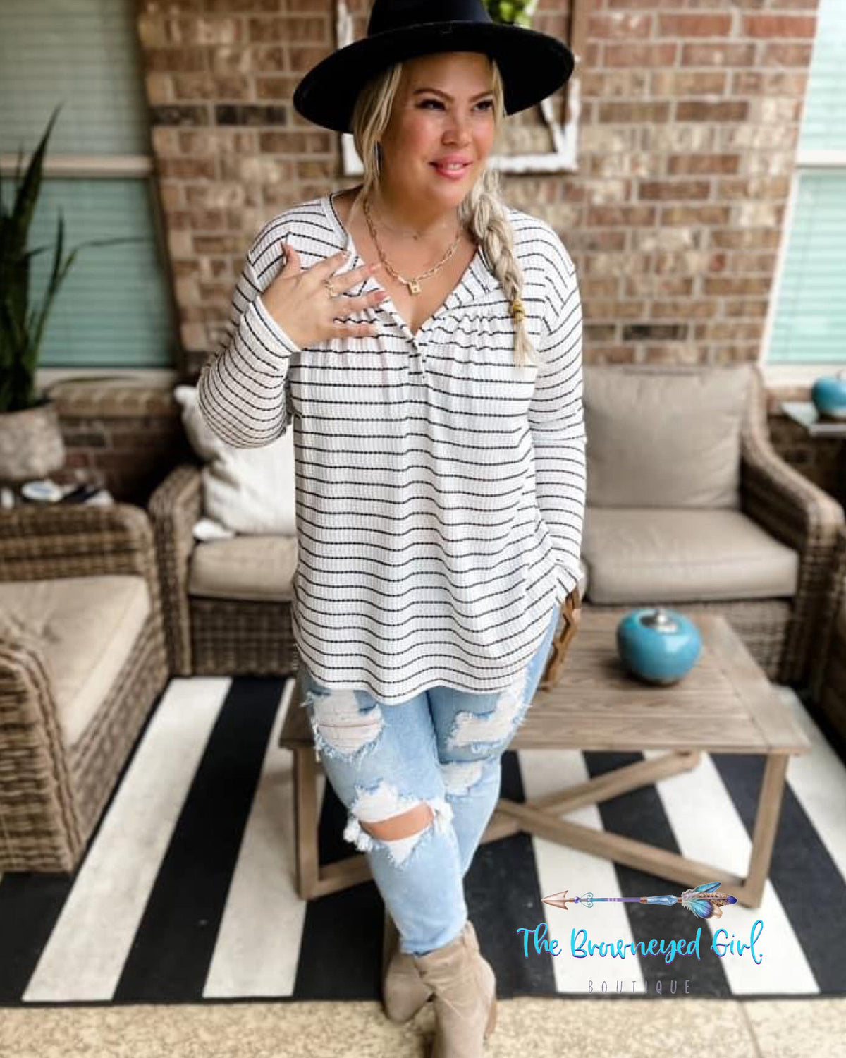 Fresh Look Arby Waffle Knit V-Neck Top