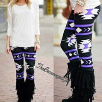 Purple and Black Aztec Print Leggings - TheBrownEyedGirl Boutique