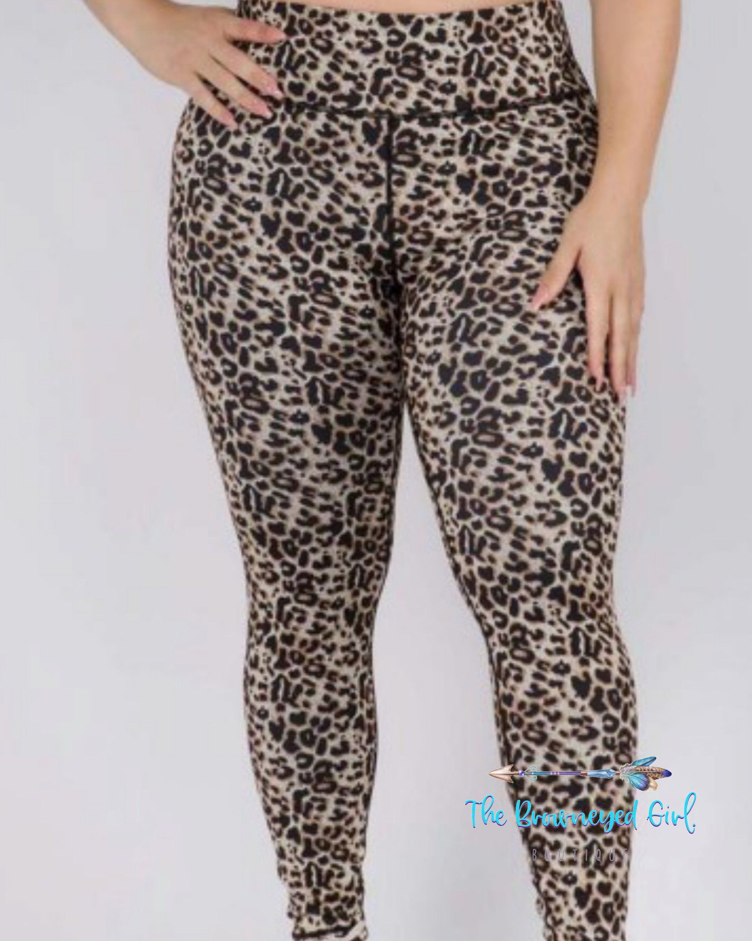 Plus size leopard print yoga leggings squat proof