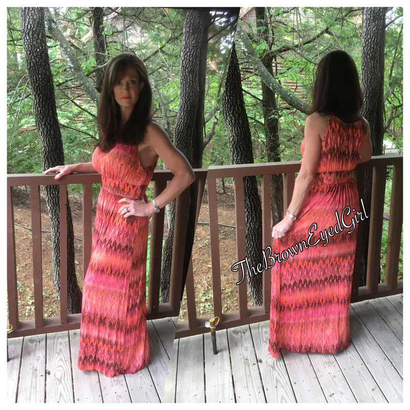 Caribbean Coral Best Sell Maxi Key Hole Accent - TheBrownEyedGirl Boutique