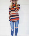 Willow Retro Stripe One Shoulder Sweater Top - TheBrownEyedGirl Boutique