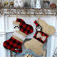 Doggie Christmas Stocking Buffalo Plaid