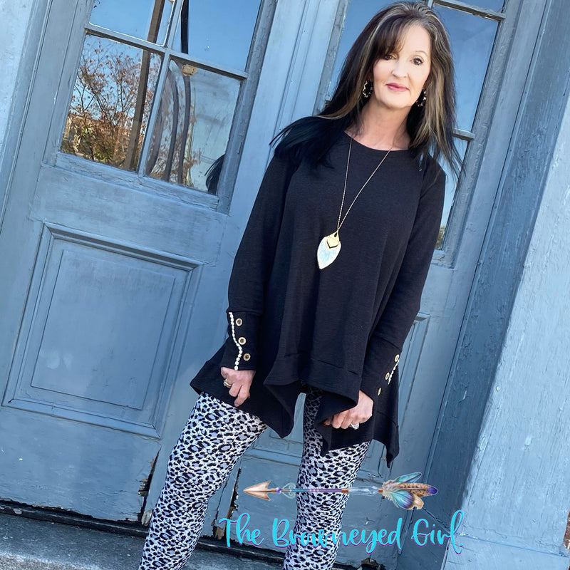 Easy Breezy Black Asymmetrical Tunic