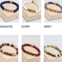 Natural Stone Religious Inspiration Stretch Bracelets - TheBrownEyedGirl Boutique