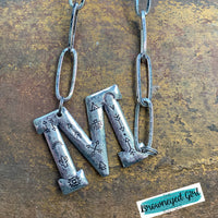 Initial Hand Stamped Necklace Pewter | TheBrownEyedGirl Boutique