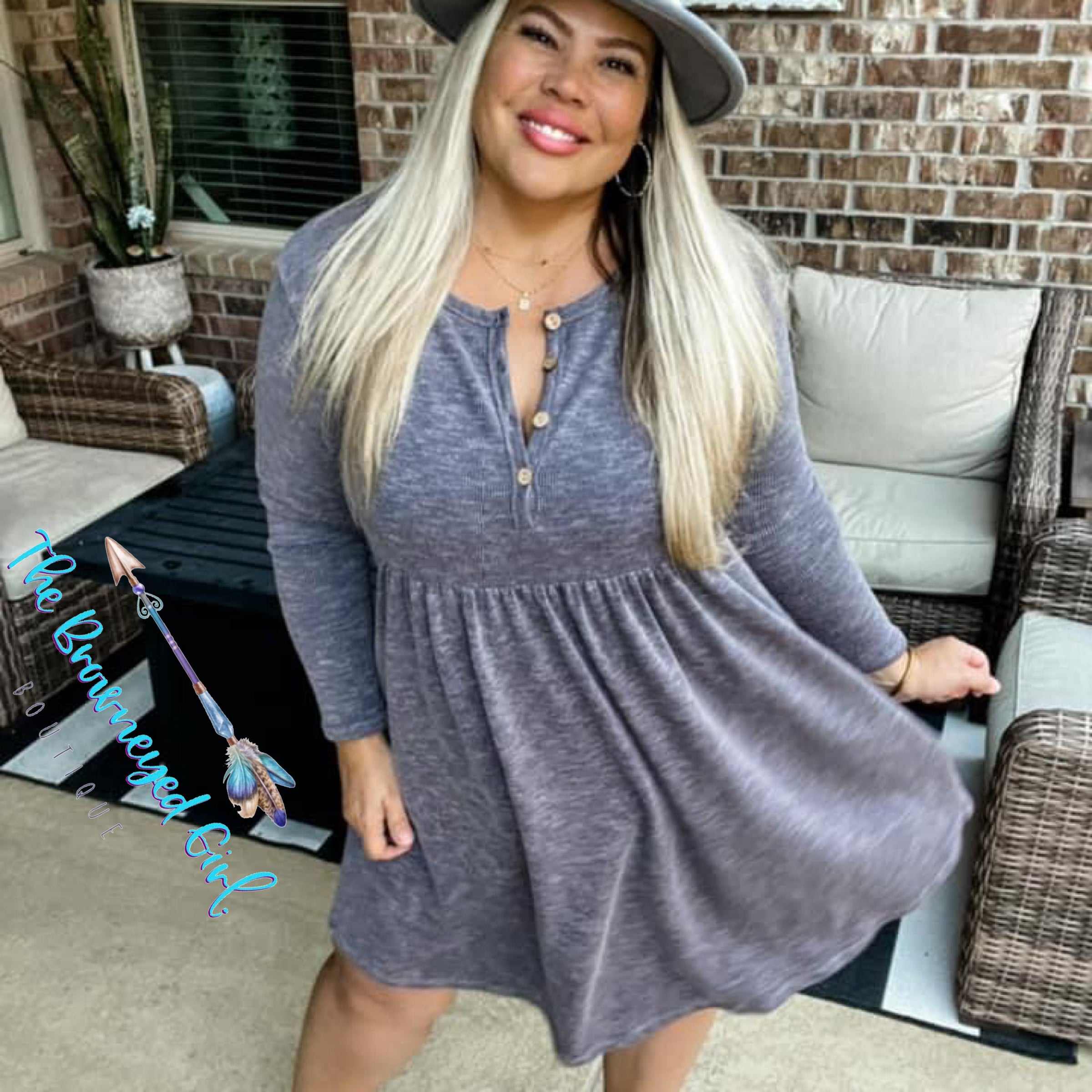 Raquel Vintage Henley Dress | TheBrownEyedGirl Boutique