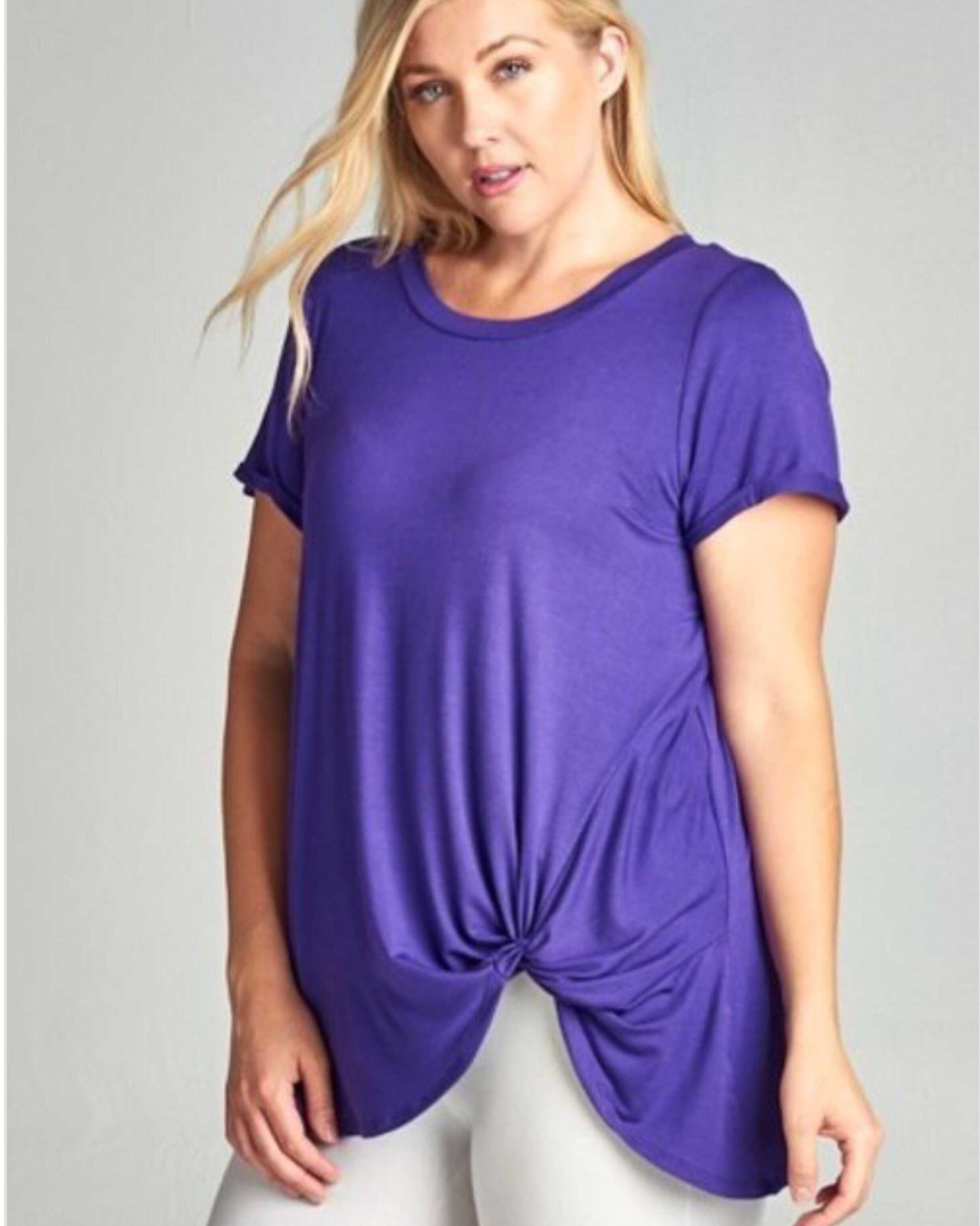 Violet Day Trip Side Knot Top Plus - TheBrownEyedGirl Boutique