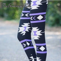 Purple and Black Aztec Print Leggings - TheBrownEyedGirl Boutique