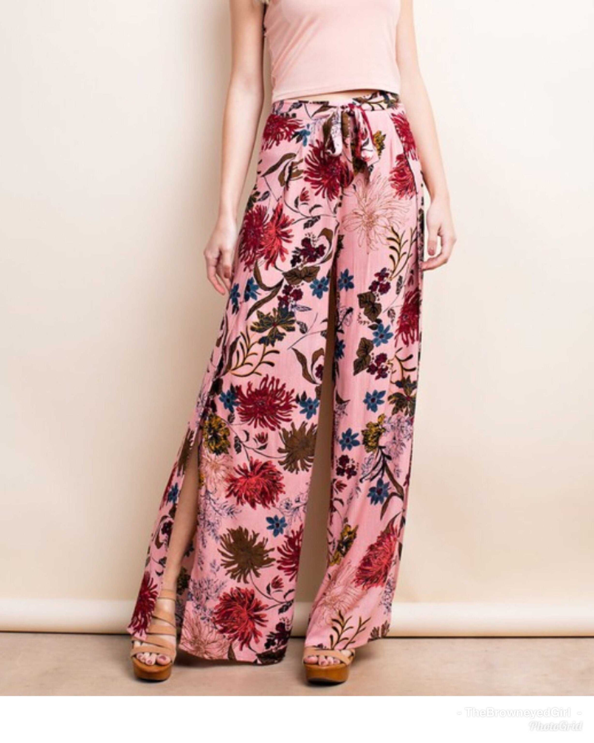Floral Wide Leg Wrap Pedal Pants - TheBrownEyedGirl Boutique