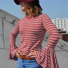 Your Favorite Boho Striped Bell Sleeve Top - TheBrownEyedGirl Boutique
