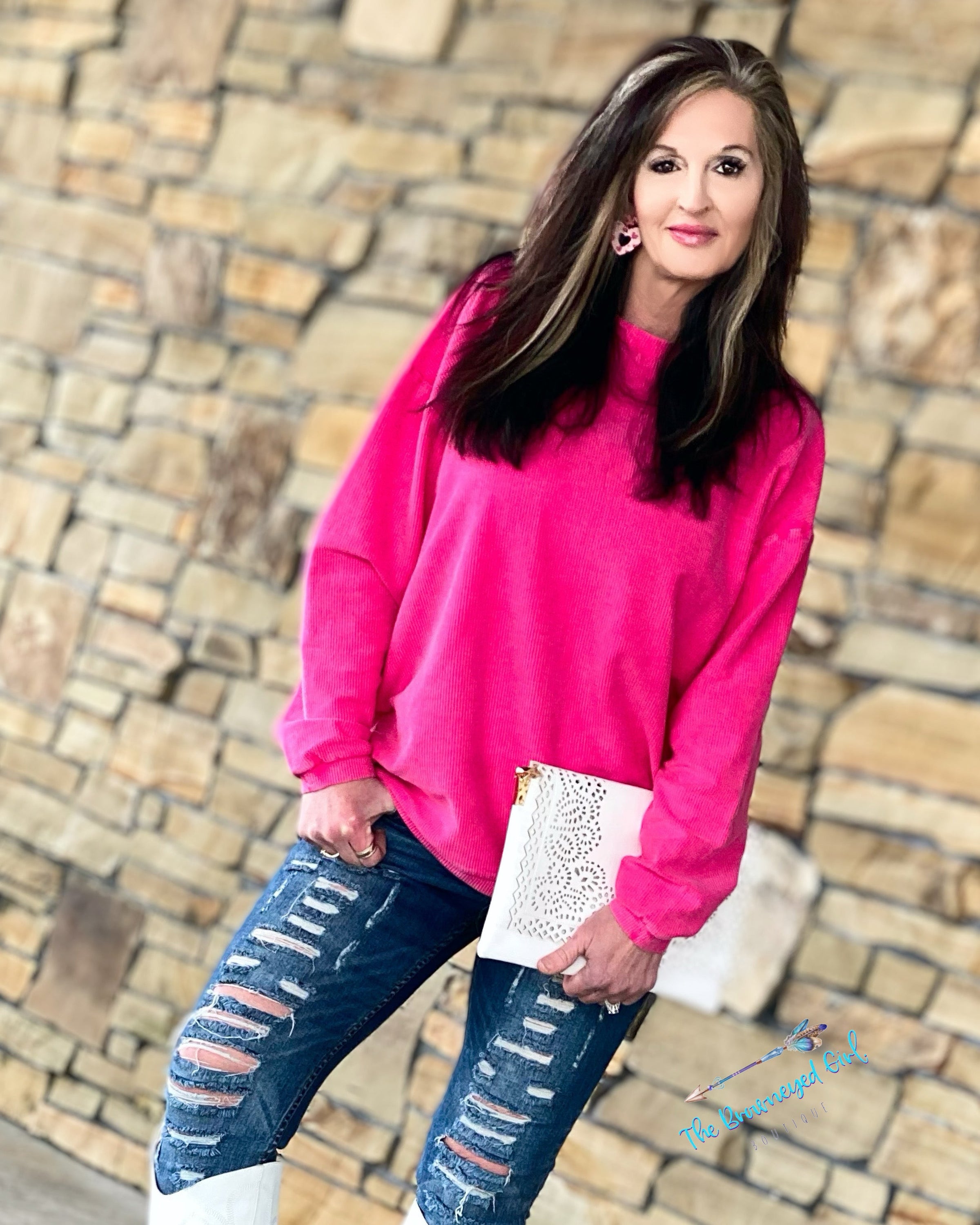 Andy Vintage Wash Ribbed Knit Sweatshirt | TheBrownEyedGirl Boutique