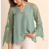 Its All In The Details Sage Vintage Lace Top - TheBrownEyedGirl Boutique