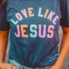 Love Like Jesus Sorbet Graphic Tee/ Heather Navy/ Short Sleeve | TheBrownEyedGirl Boutique