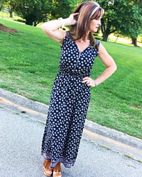 Always There For Me Navy Blue Floral Print Maxi - TheBrownEyedGirl Boutique