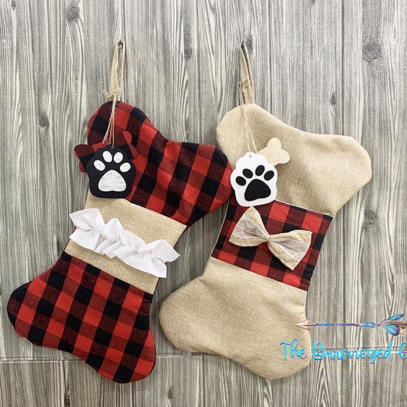 Doggie Christmas Stocking Buffalo Plaid