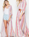 Boho Embroidered Candy Stripe Maxi Duster - TheBrownEyedGirl Boutique