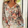 Harvest Floral V-neck Bubble Sleeve Top | TheBrownEyedGirl Boutique